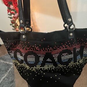 Coach Black Tote with Colorful Studs